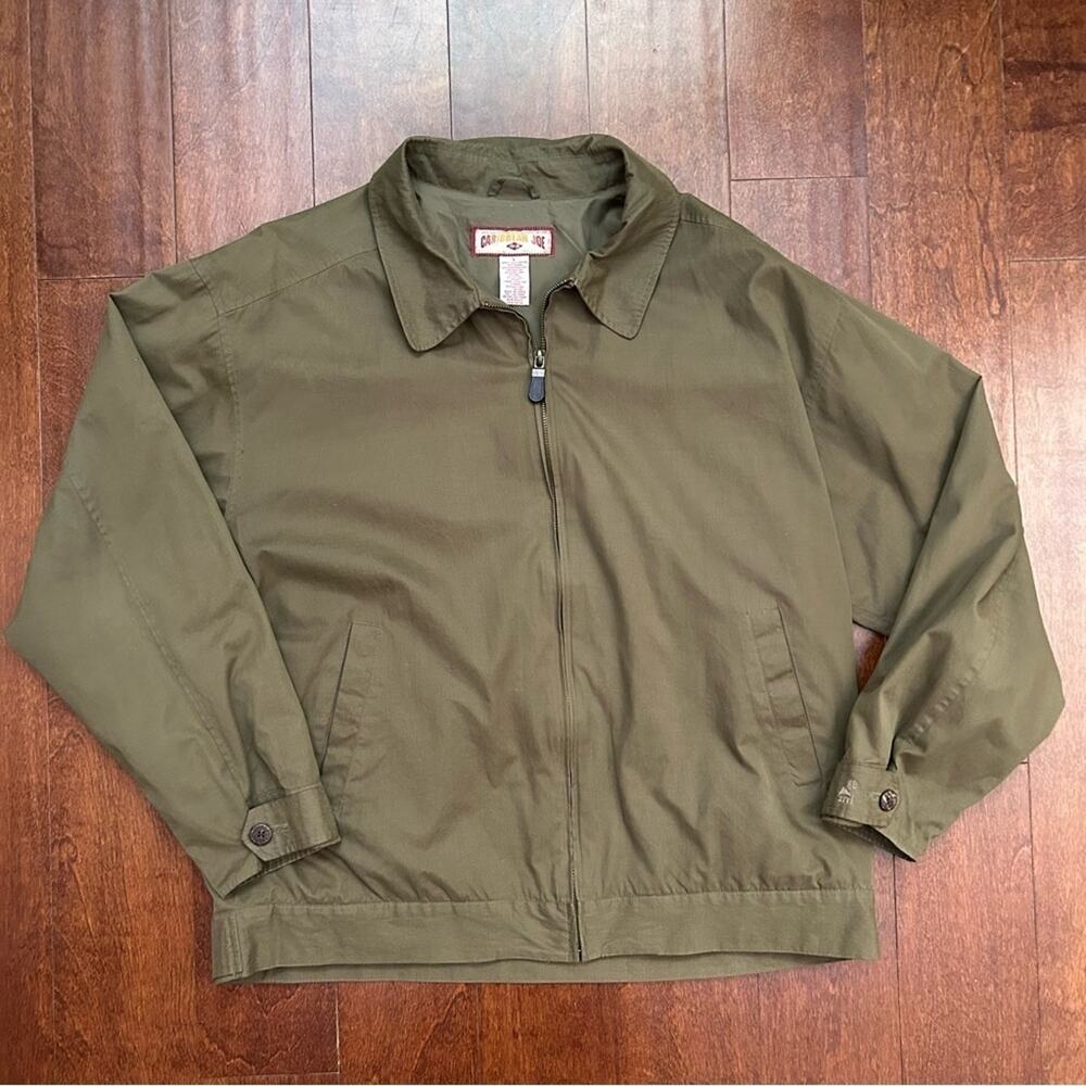 Caribbean Joe Men's Olive Green Spring Weight Jacket, Super Soft Fabric, Size Lg